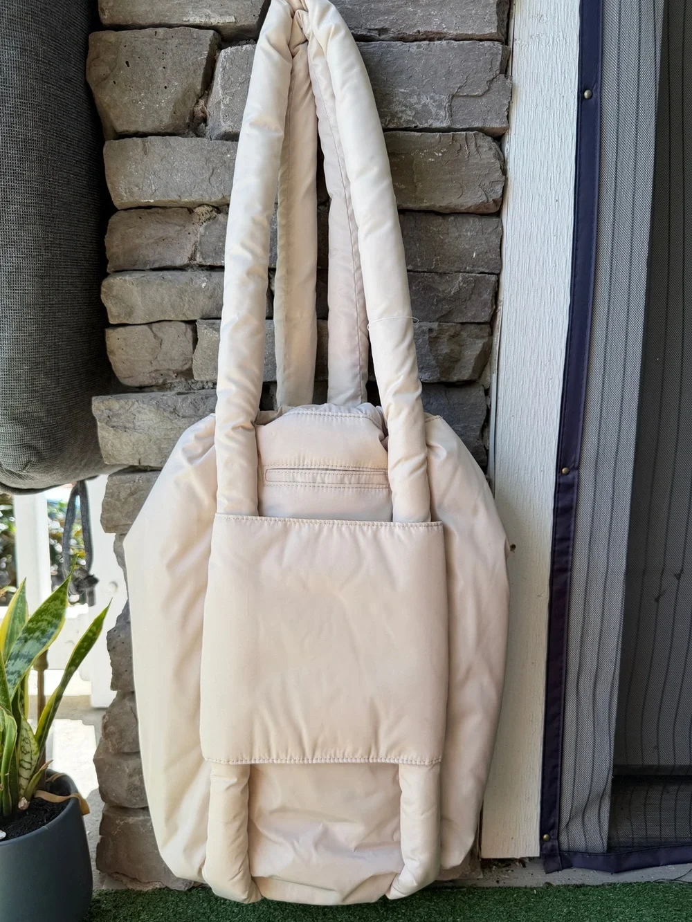 Dagne Dover Kal Puff Drawstring Tote Moonbeam